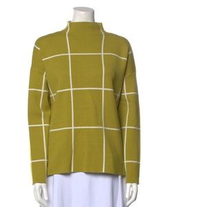 Green Plaid Mock Neck Sweater - Cynthia Rowley
